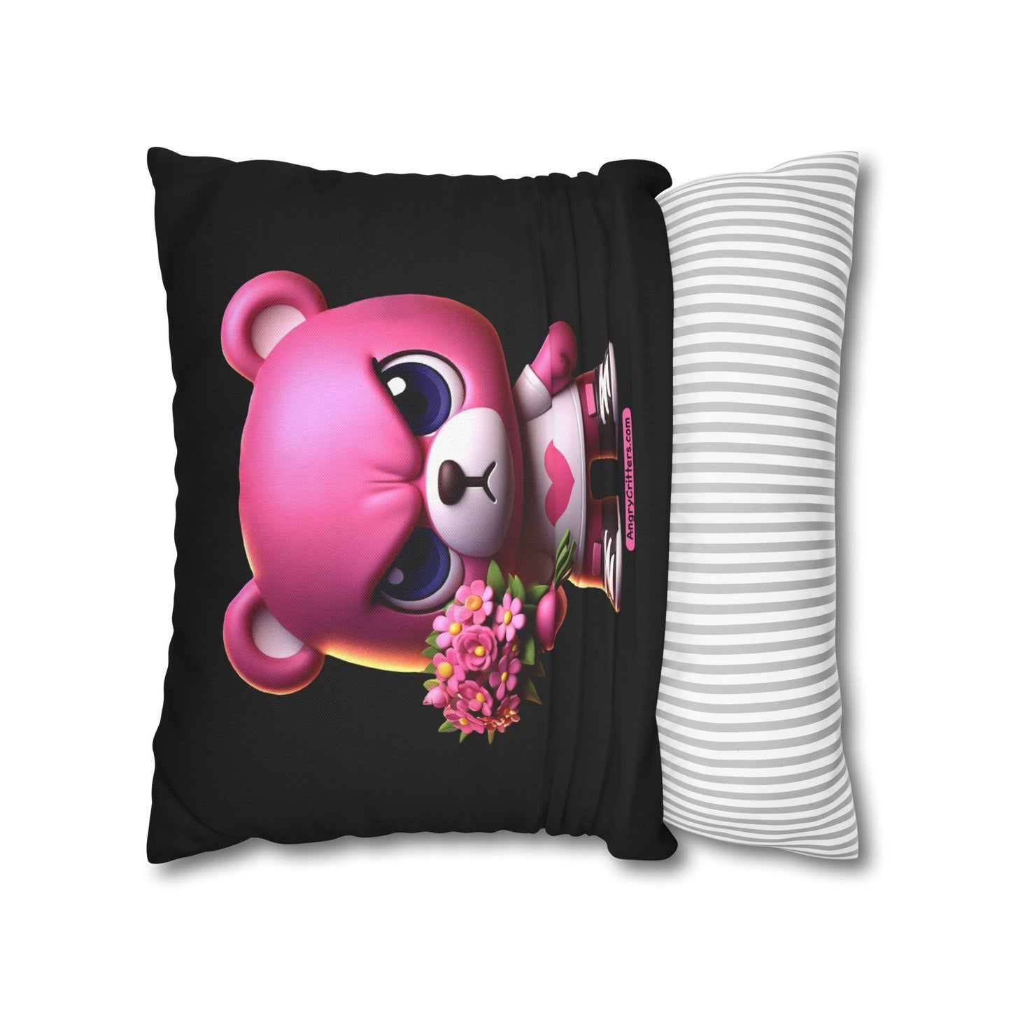 Square Pillowcase Evelyn Pink Teddy (Spun Polyester)