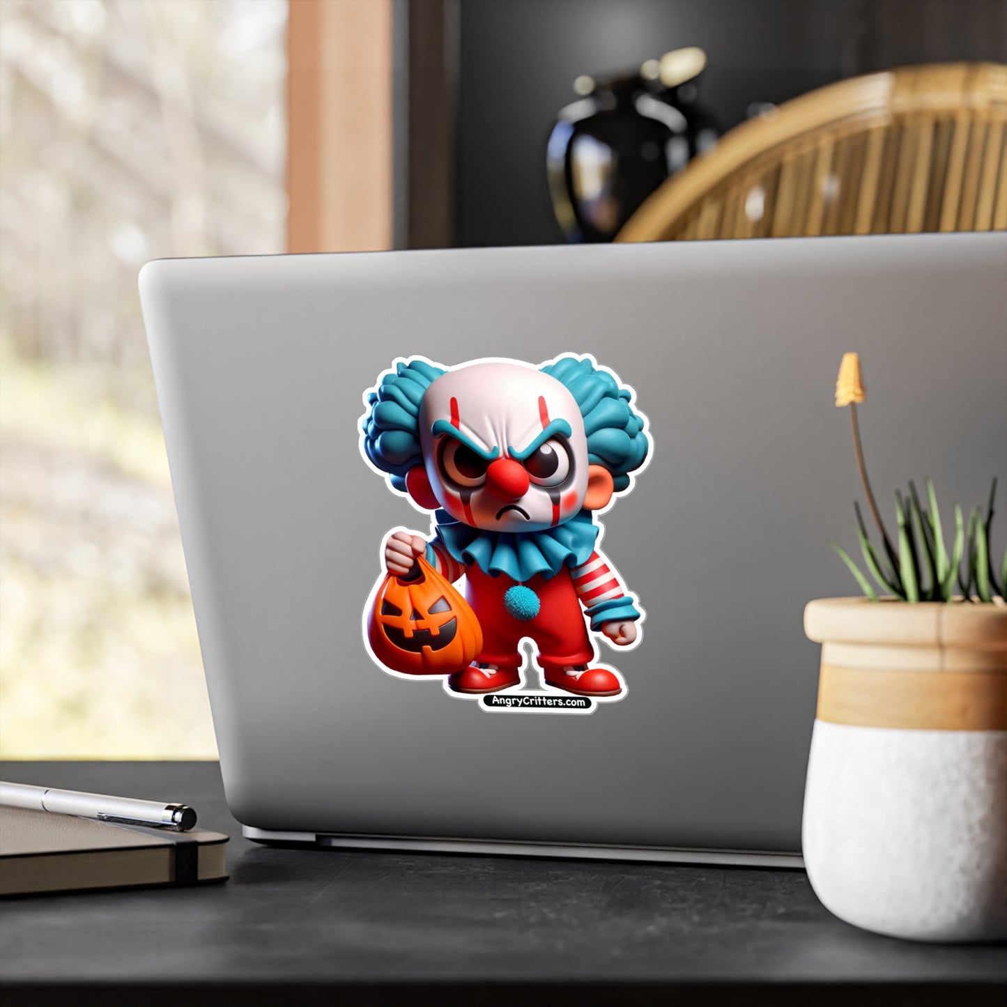 Angry Critters - Halloween Clown Blue, Kiss-Cut Vinyl Decals