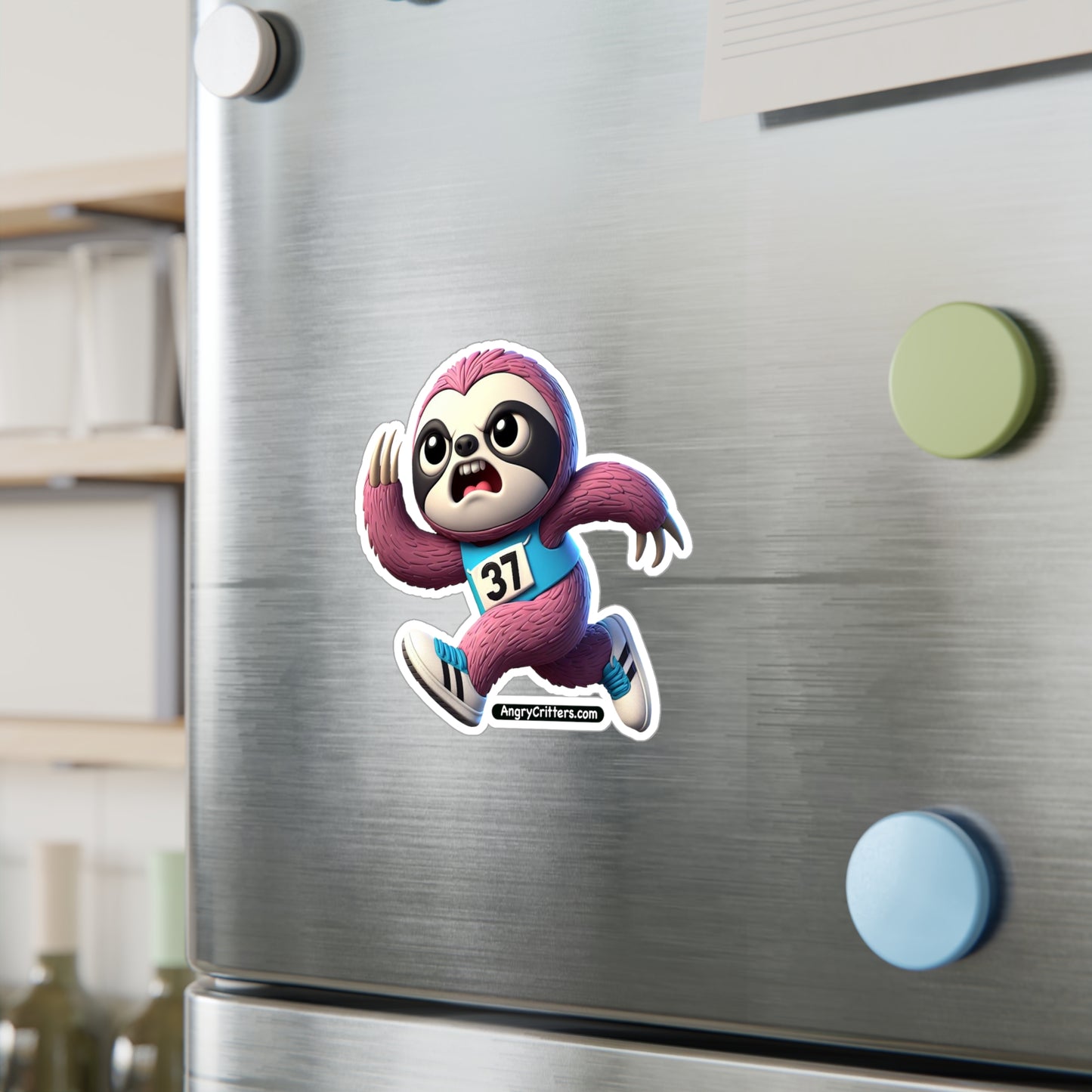 Angry Critters - Running Sloth, Kiss-Cut Vinyl Decals