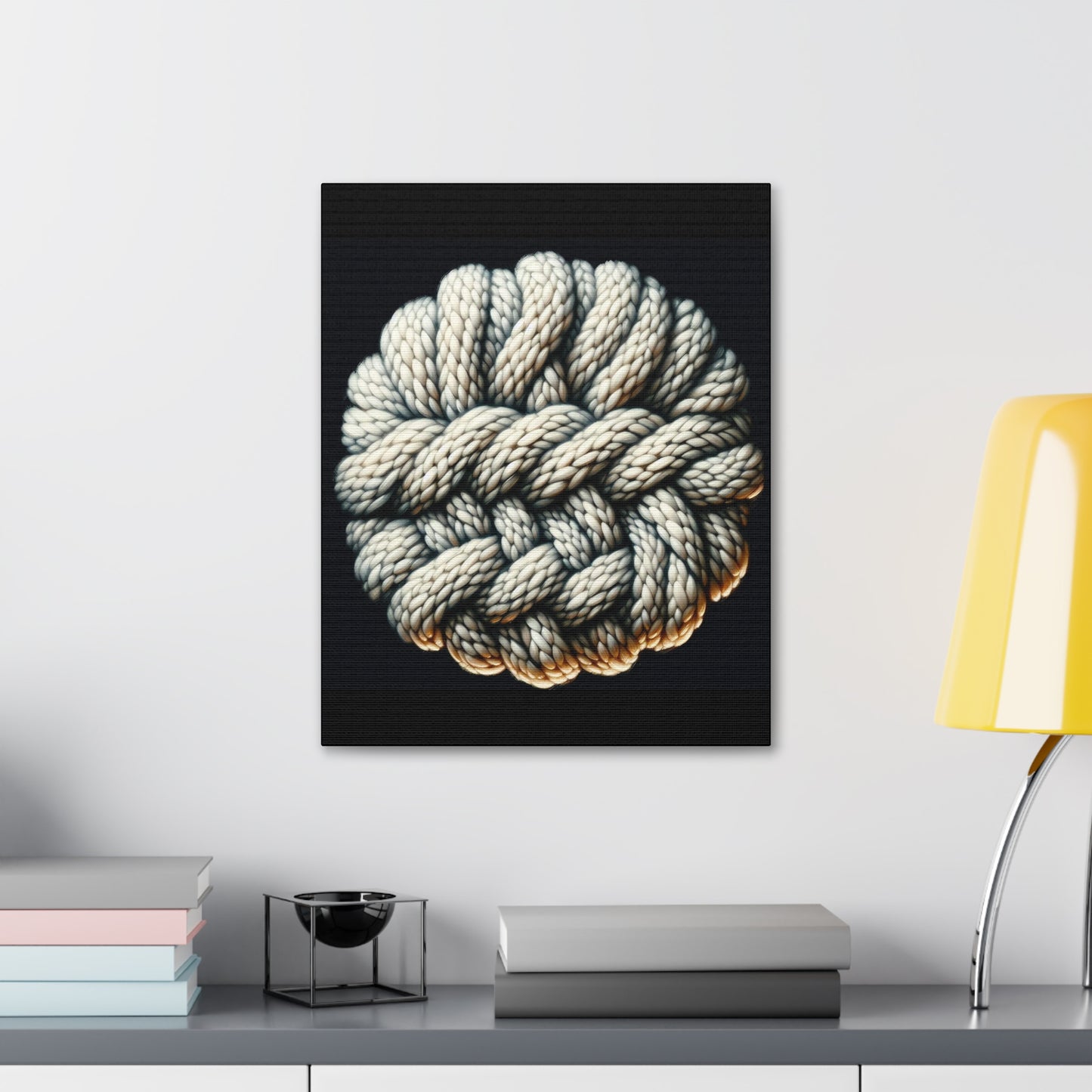 Canvas Stretched, Fisherman Aesthetic Knitted Knot Wall Art, Nautical Decor, Fine Woolens Print, Ocean Theme Painting, Oil