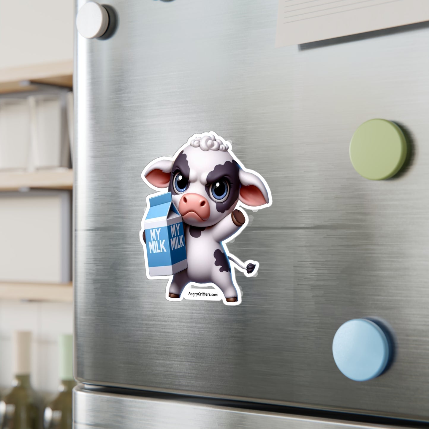 Angry Cow With Milk Decal
