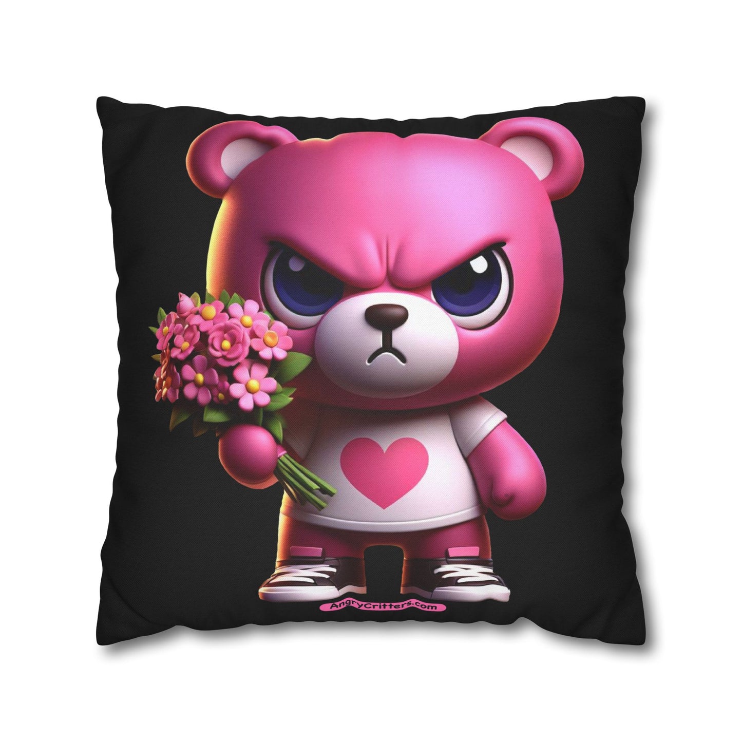 Square Pillowcase Evelyn Pink Teddy (Spun Polyester)