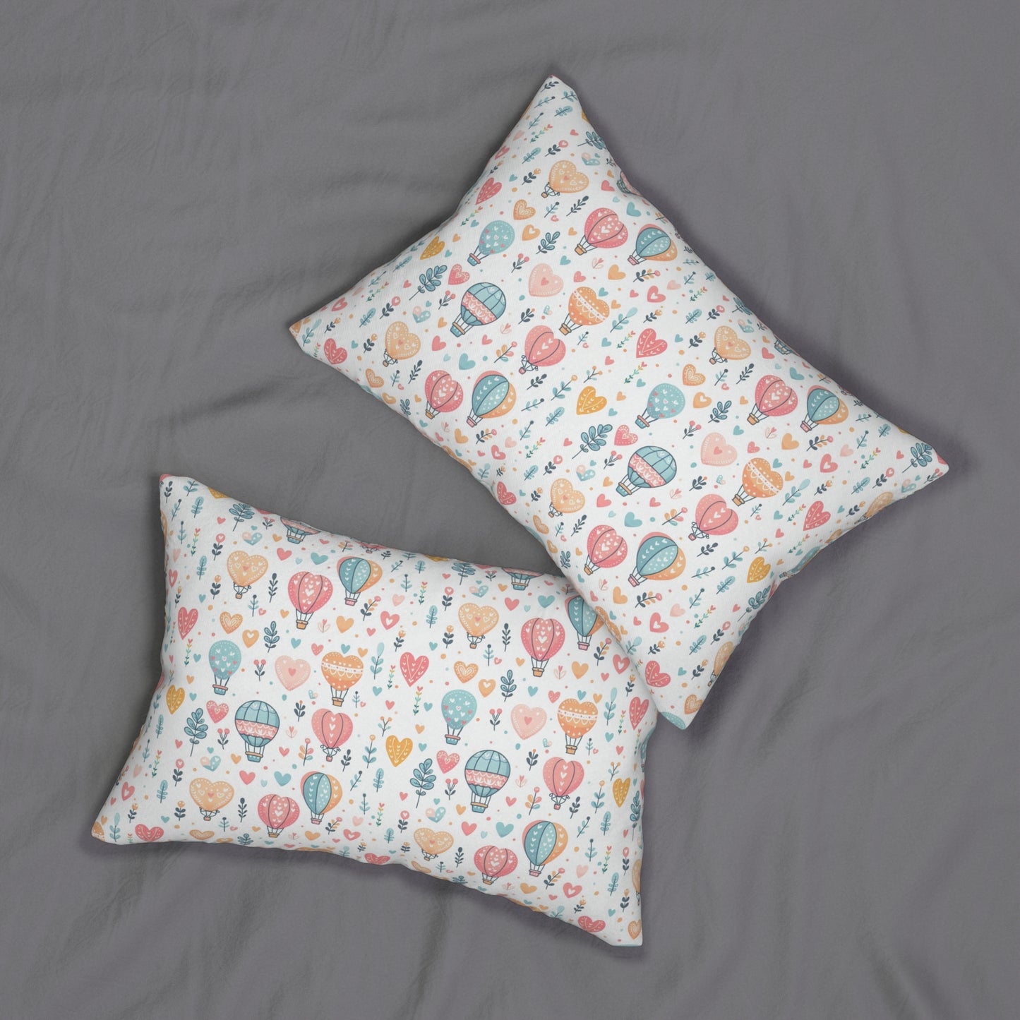 Hearts & Hot Air Balloons Spun Polyester Lumbar Pillow