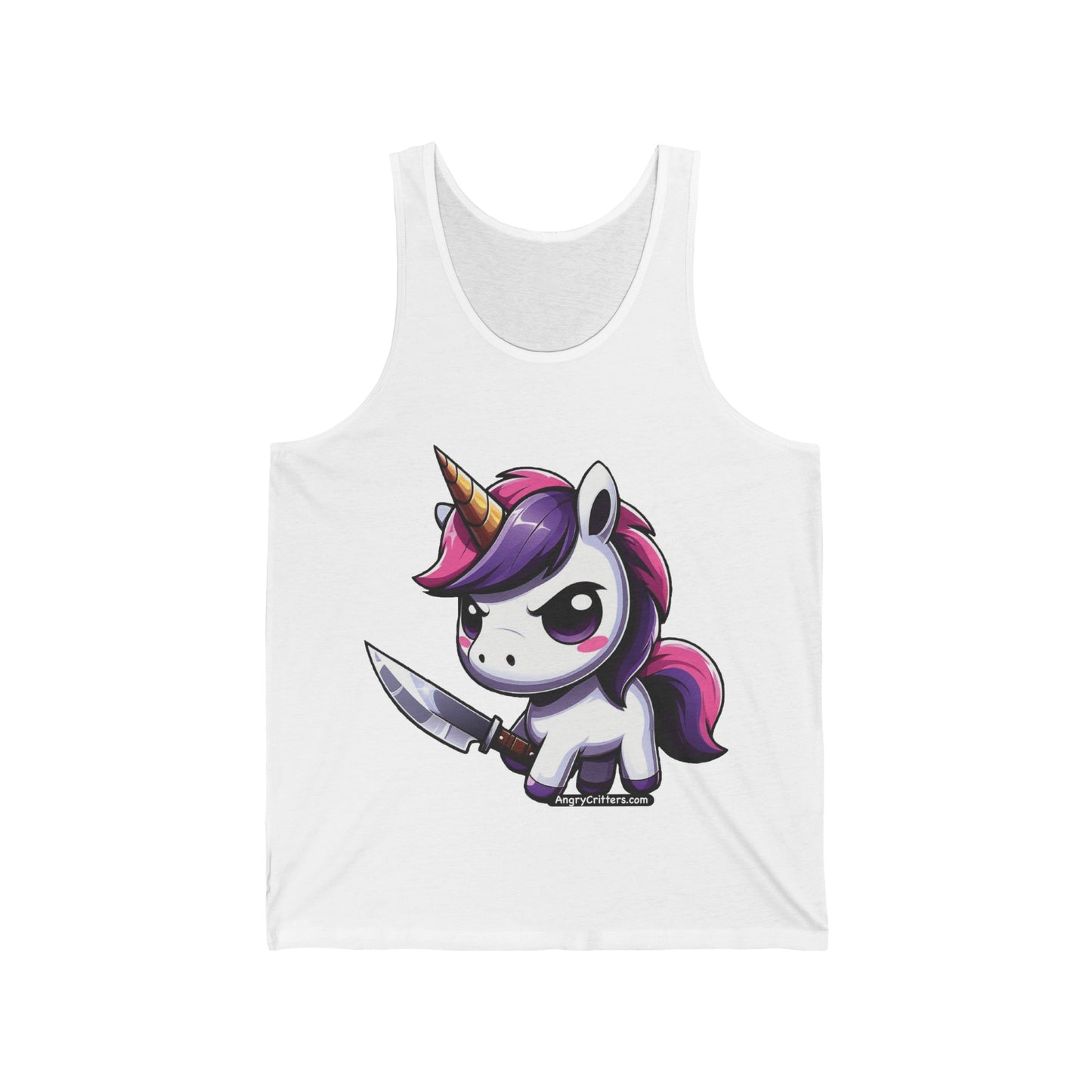 Angry Critters - Unicorn with a Blade, Unisex Jersey Tank