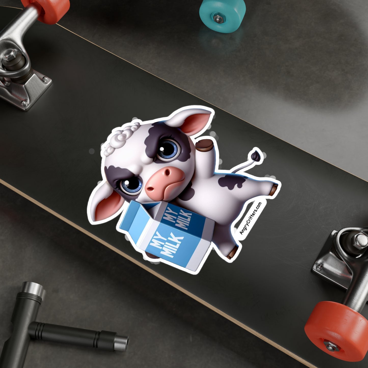 Angry Cow With Milk Decal
