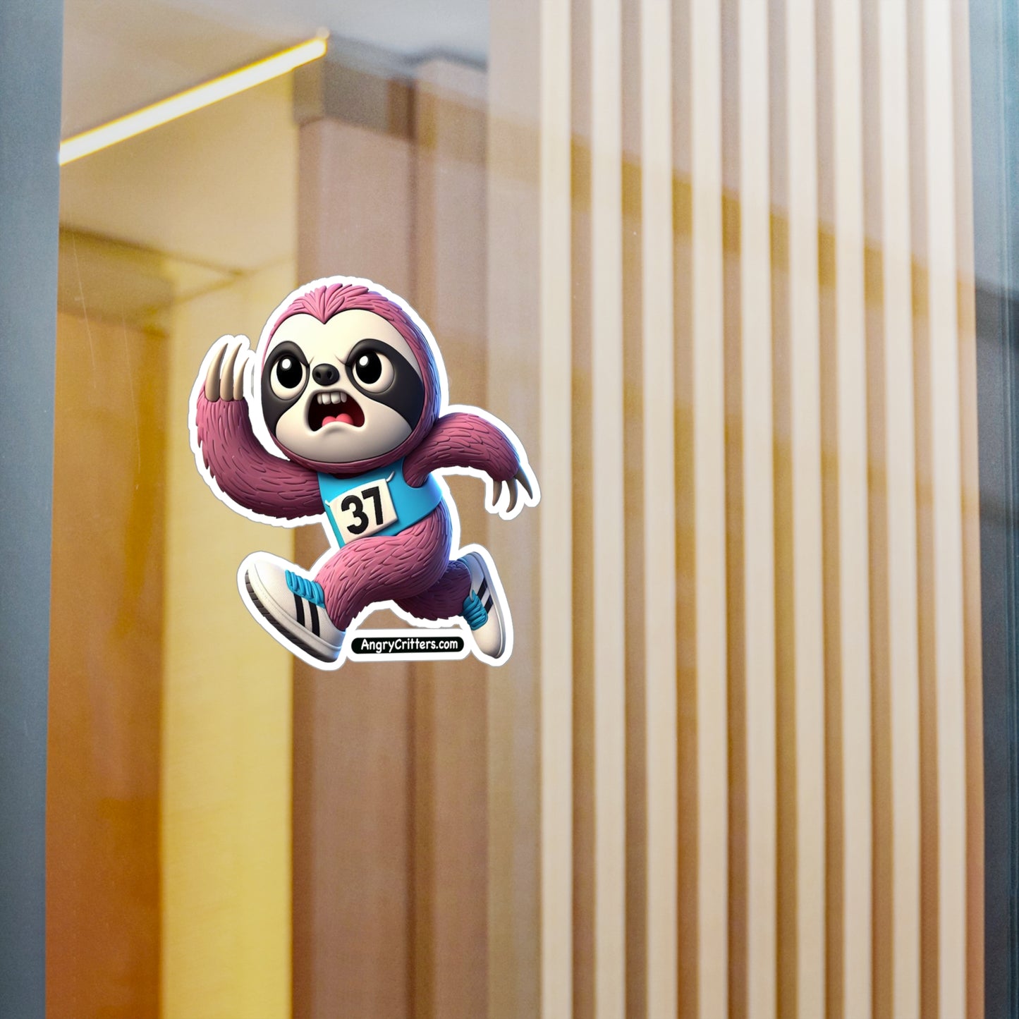 Angry Critters - Running Sloth, Kiss-Cut Vinyl Decals