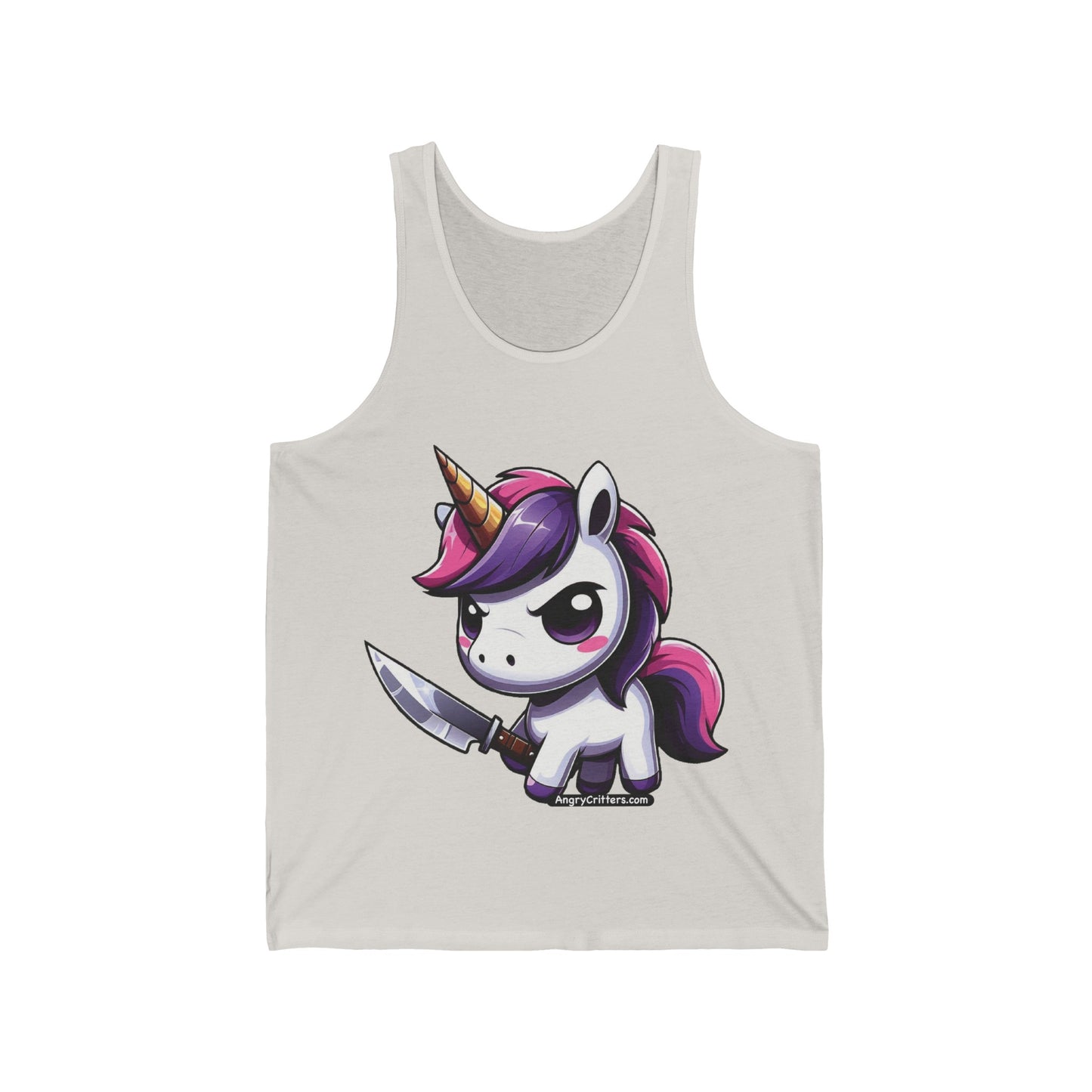 Angry Critters - Unicorn with a Blade, Unisex Jersey Tank