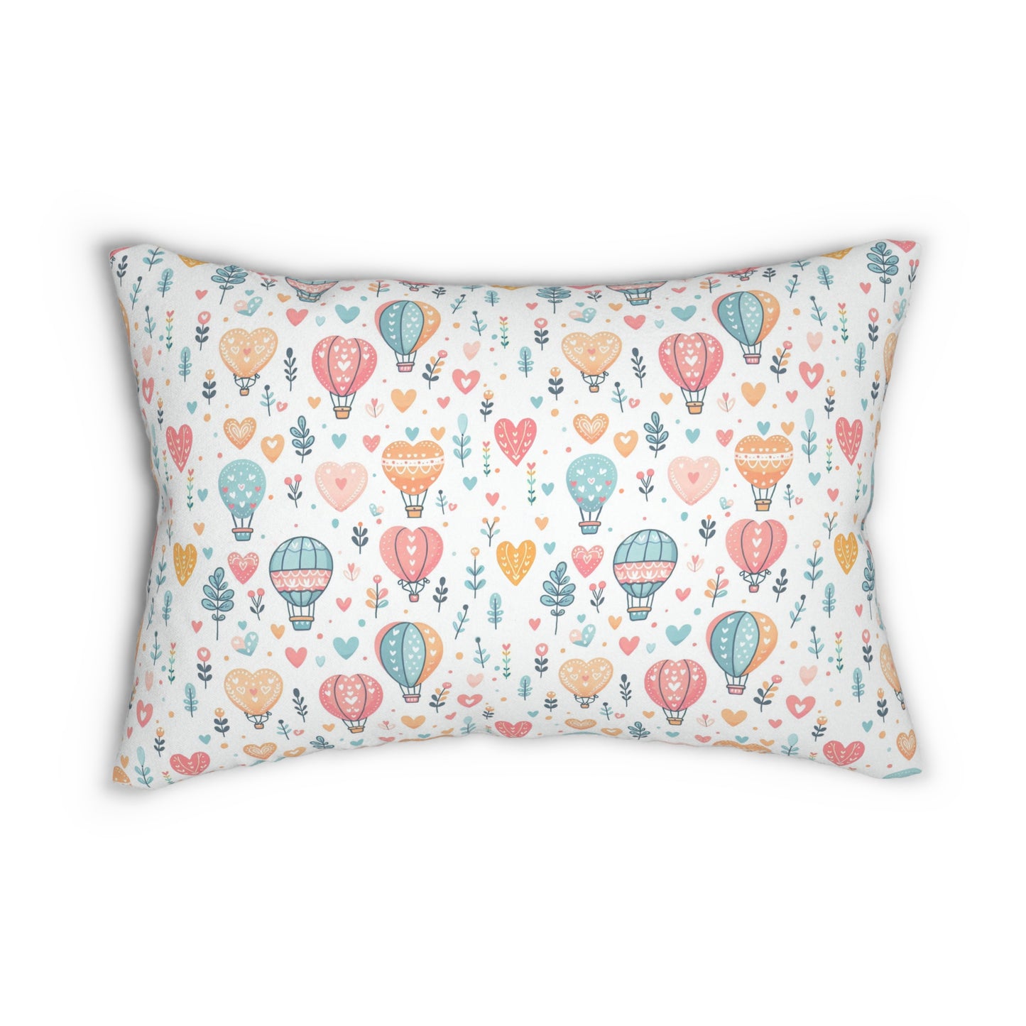 Hearts & Hot Air Balloons Spun Polyester Lumbar Pillow