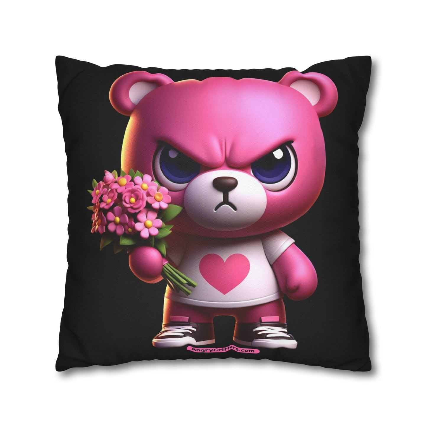 Square Pillowcase Evelyn Pink Teddy (Spun Polyester)