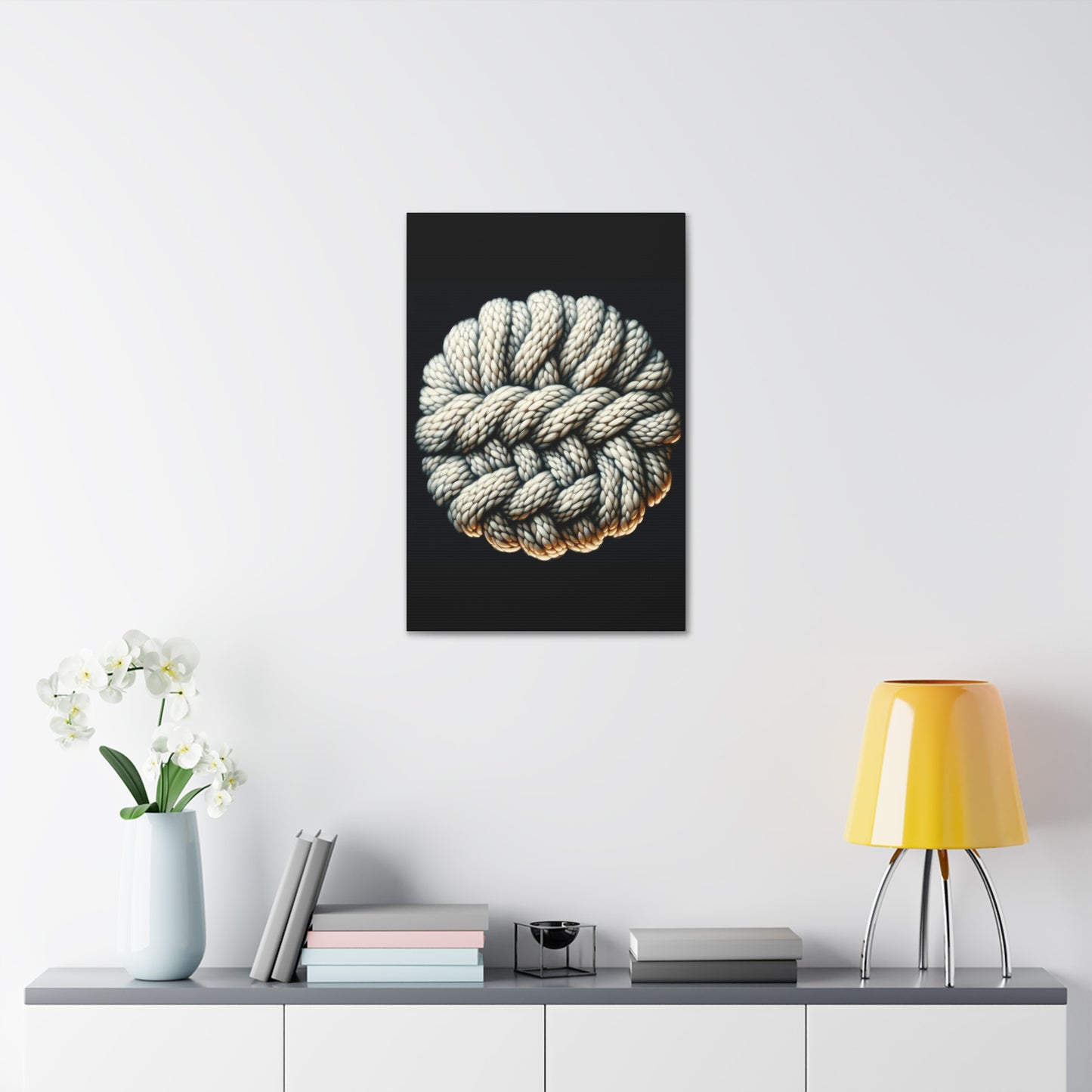 Canvas Stretched, Fisherman Aesthetic Knitted Knot Wall Art, Nautical Decor, Fine Woolens Print, Ocean Theme Painting, Oil