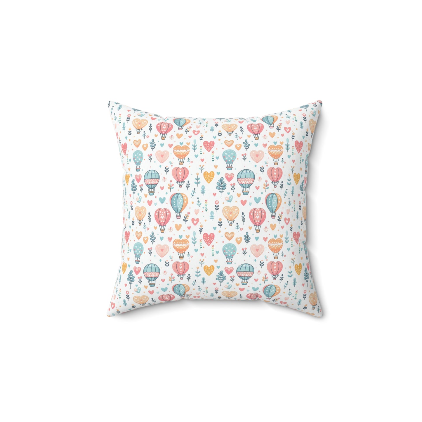 Hearts & Hot Air Balloons Spun Polyester Square Pillow