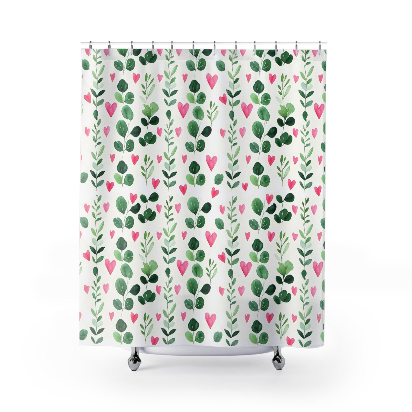 Hearts & Vines Shower Curtain - Cozy, Romantic Bathroom Decor, Valentine's Day Gift, Home Accessories, Floral Bath Curtain, Love Theme Decor