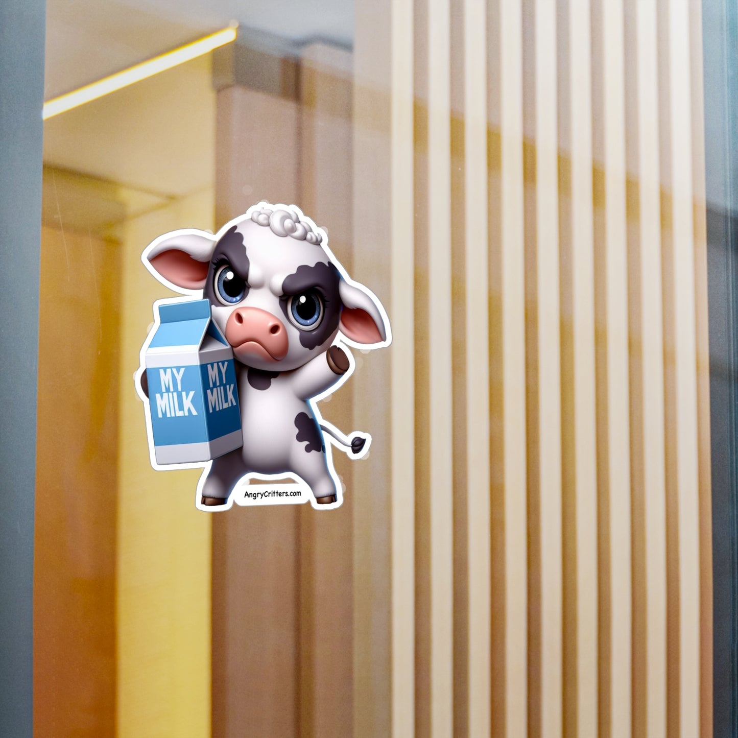Angry Cow With Milk Decal