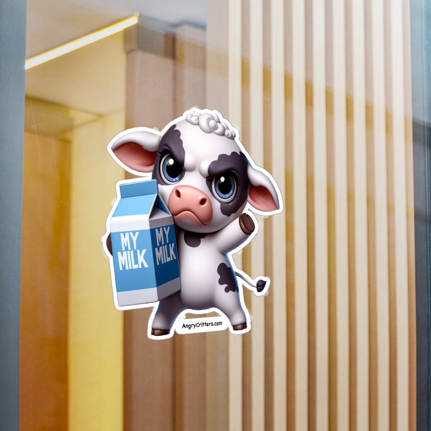 Angry Cow With Milk Decal