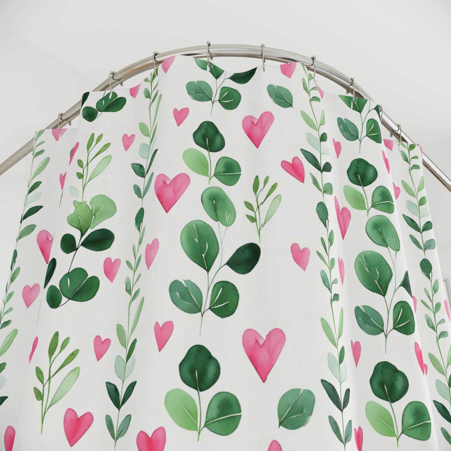 Hearts & Vines Shower Curtain - Cozy, Romantic Bathroom Decor, Valentine's Day Gift, Home Accessories, Floral Bath Curtain, Love Theme Decor