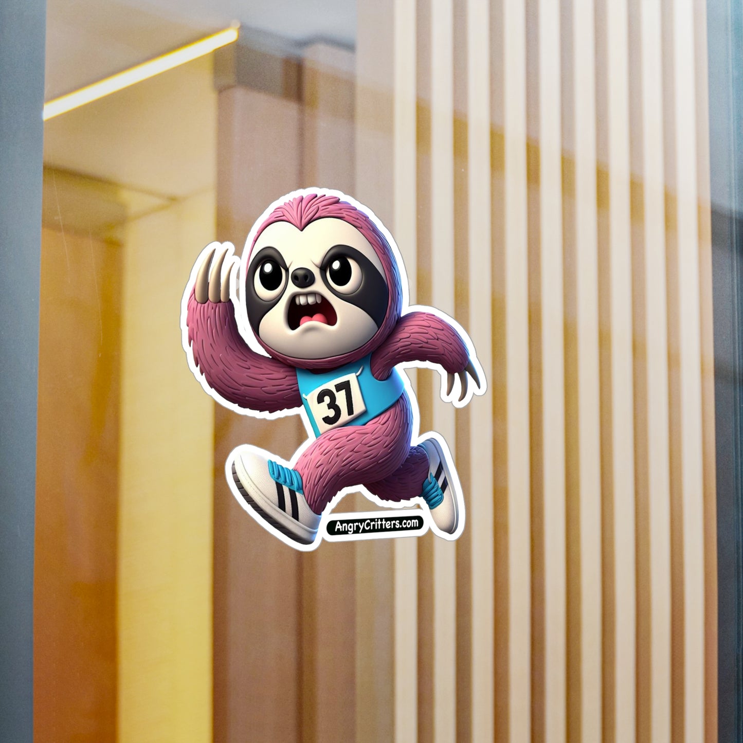 Angry Critters - Running Sloth, Kiss-Cut Vinyl Decals