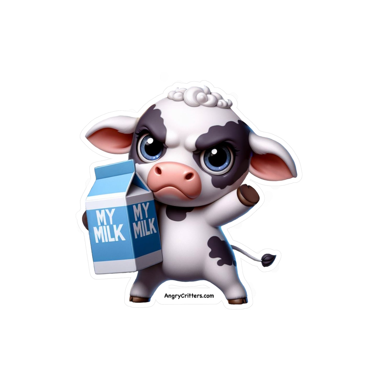 Angry Cow With Milk Decal