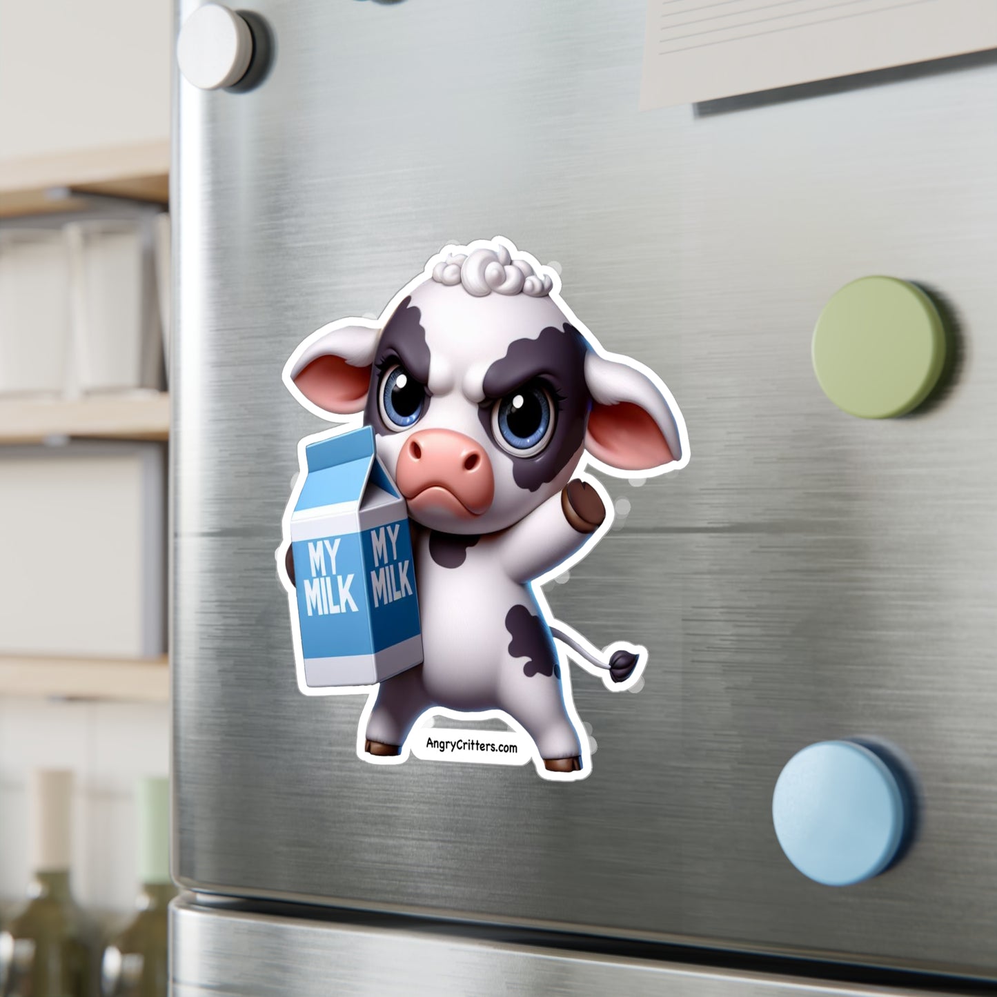 Angry Cow With Milk Decal