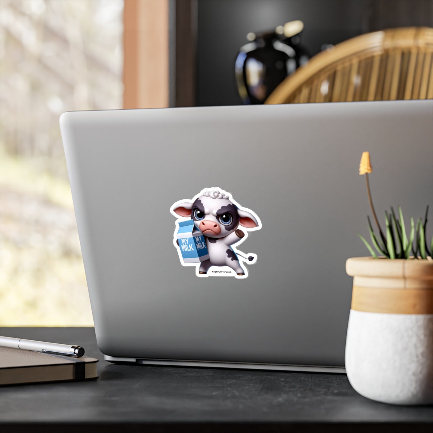Angry Cow With Milk Decal