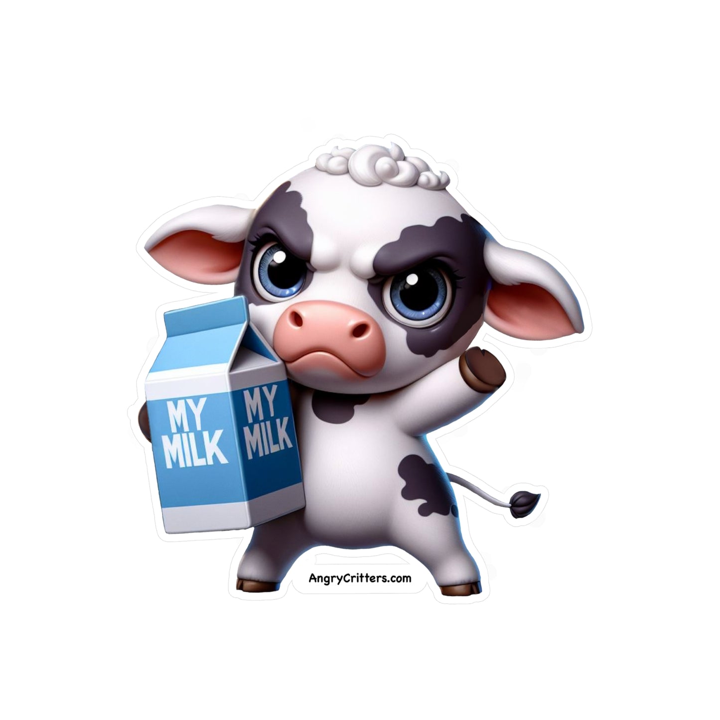 Angry Cow With Milk Decal