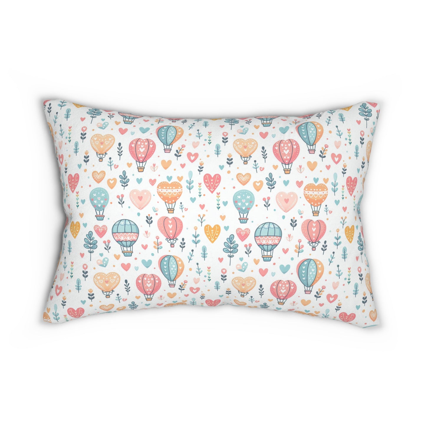 Hearts & Hot Air Balloons Spun Polyester Lumbar Pillow