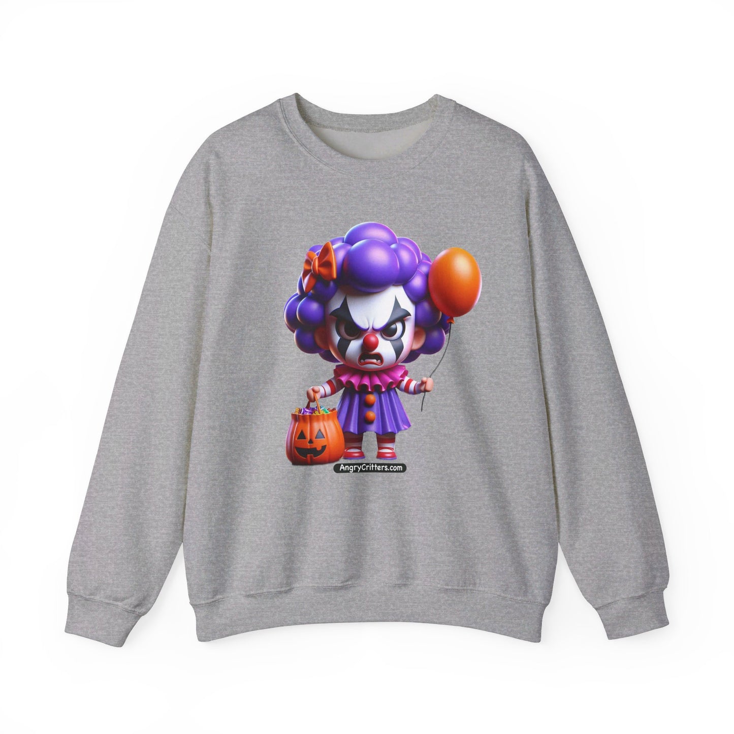 Angry Critters - Halloween Clown Purple, Unisex Heavy Blend™ Crewneck Sweatshirt