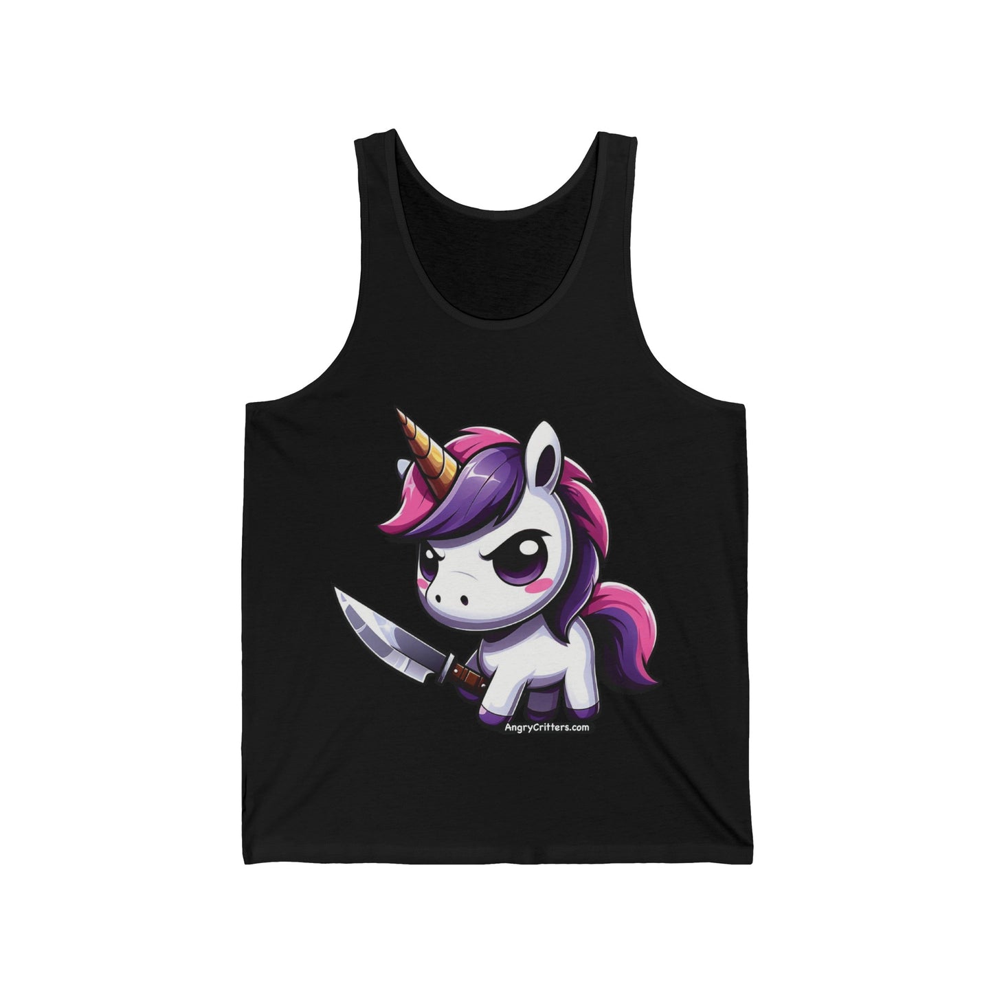 Angry Critters - Unicorn with a Blade, Unisex Jersey Tank
