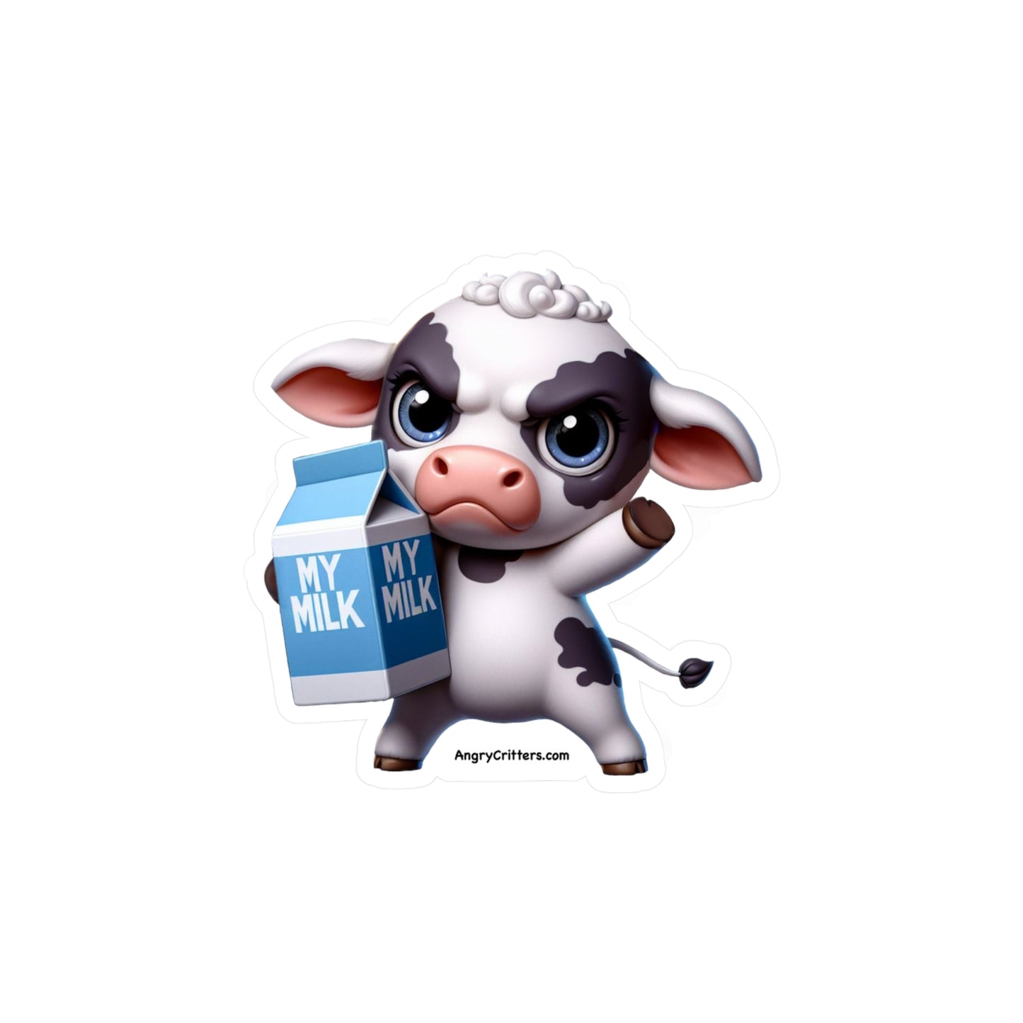 Angry Cow With Milk Decal