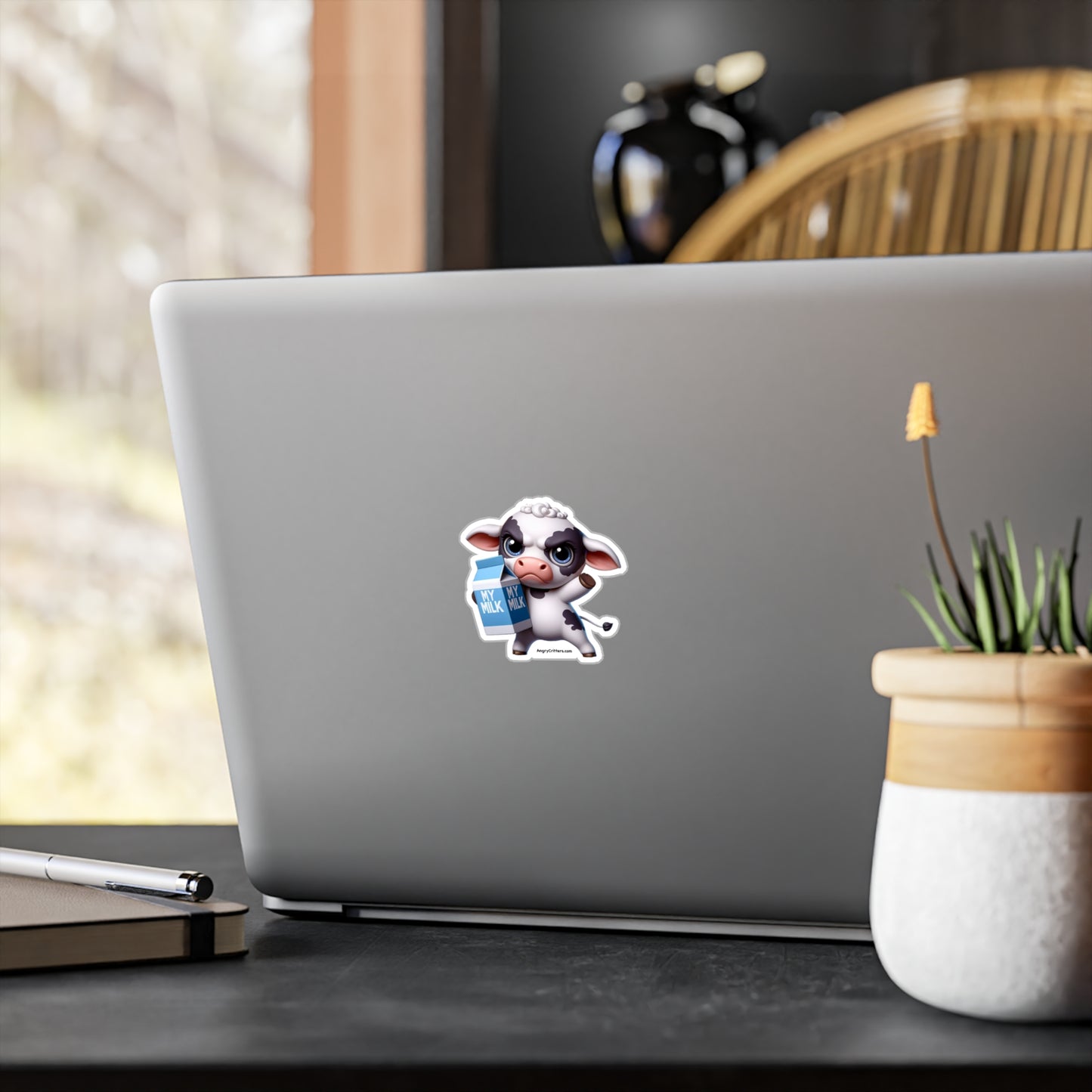 Angry Cow With Milk Decal