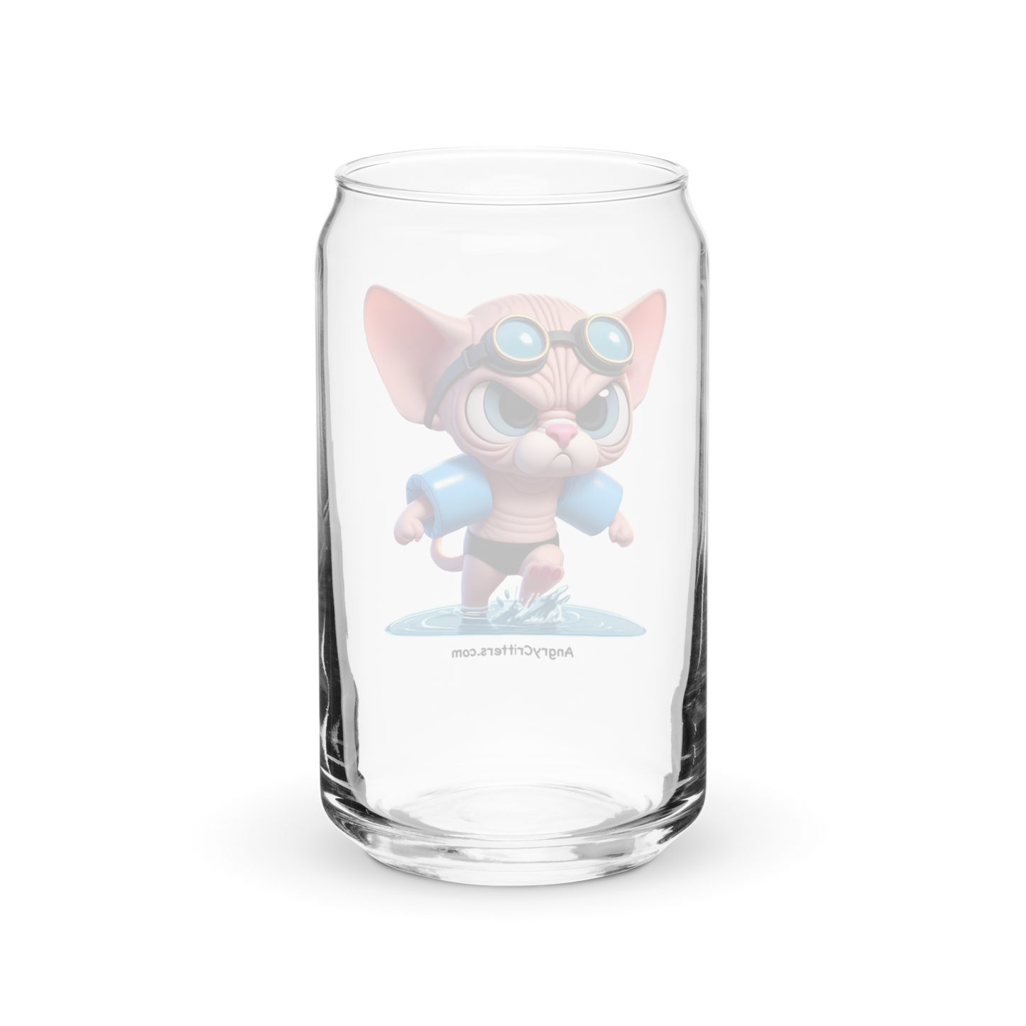 Angry Critters - Swimming Sphinx Cat, Can-shaped glass