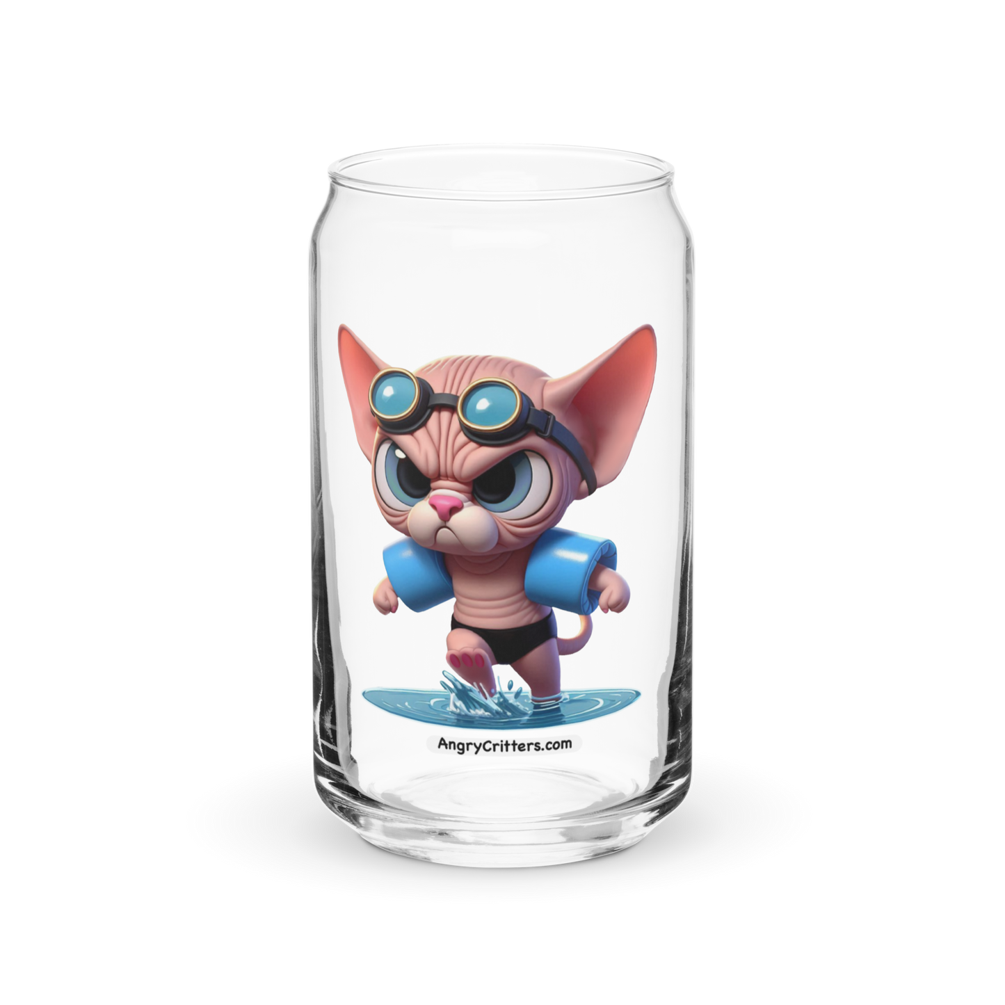 Angry Critters - Swimming Sphinx Cat, Can-shaped glass