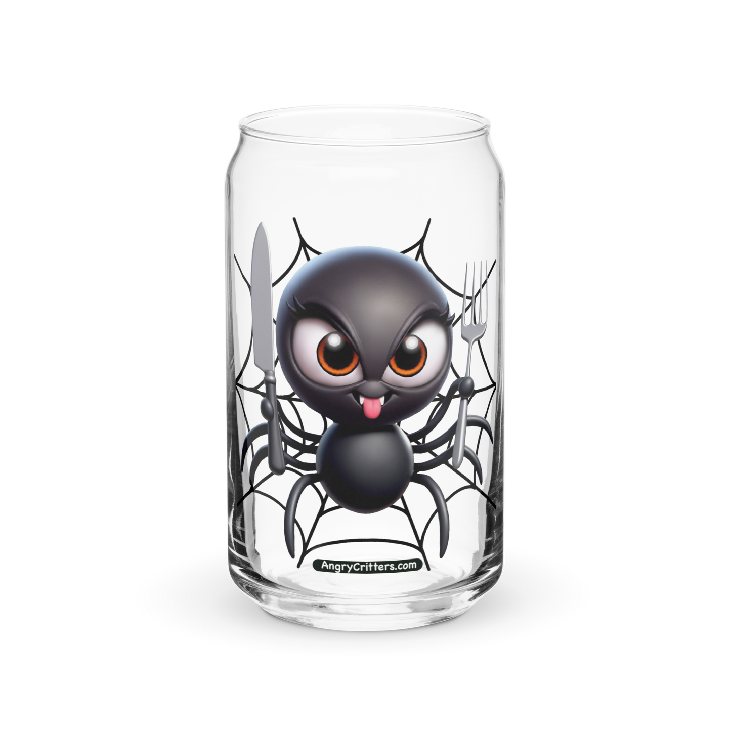 Angry Critters - Black Widow Spider, Can-shaped glass