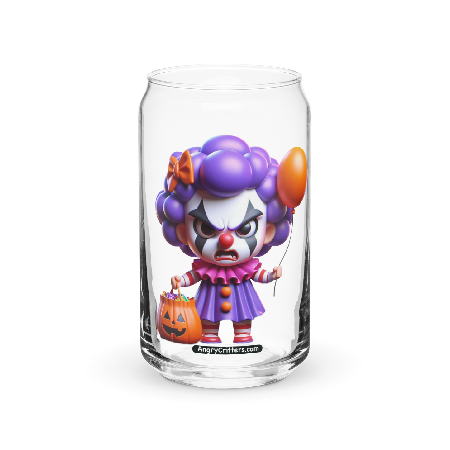 Angry Critters - Halloween Clown Purple, Can-shaped glass