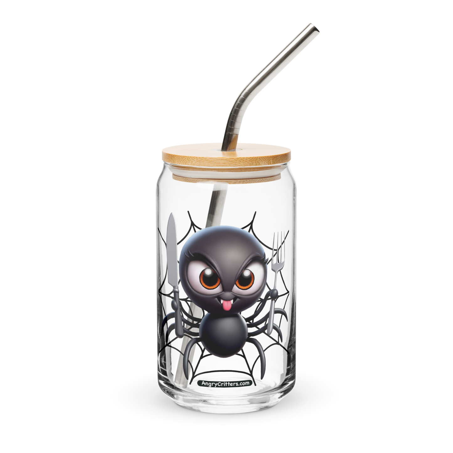 Angry Critters - Black Widow Spider, Can-shaped glass