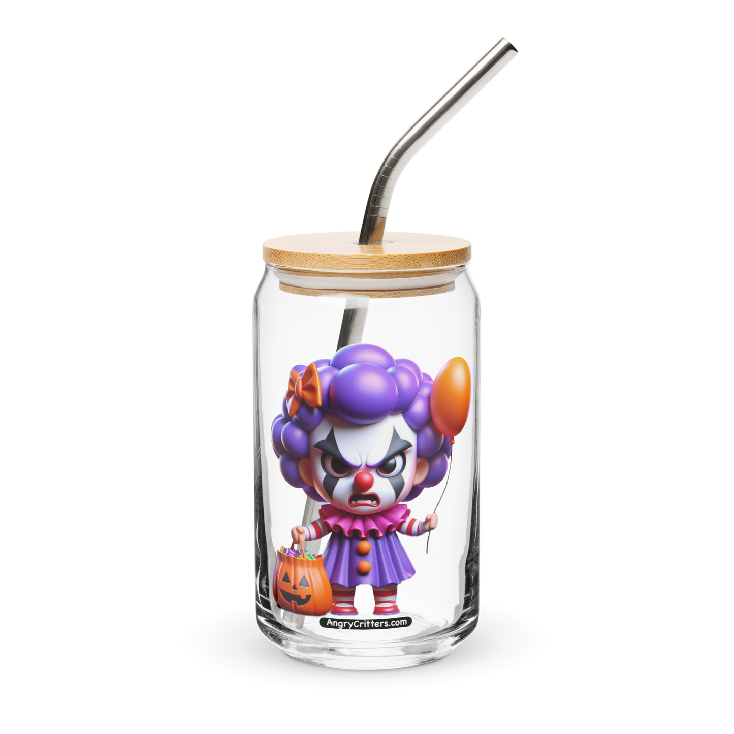 Angry Critters - Halloween Clown Purple, Can-shaped glass