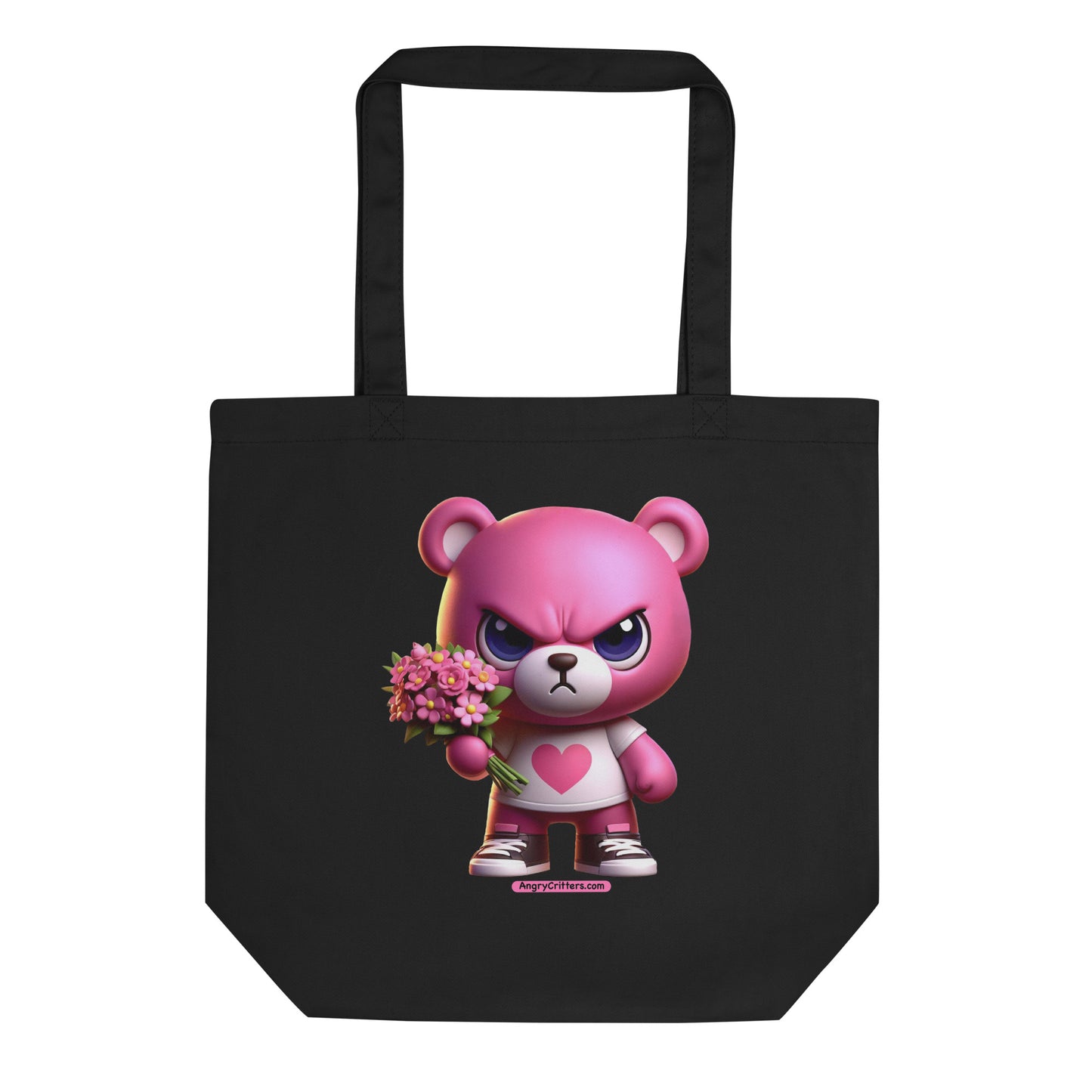 Angry Critters - Pink Teddy Bear with Heart Eco Tote Bag