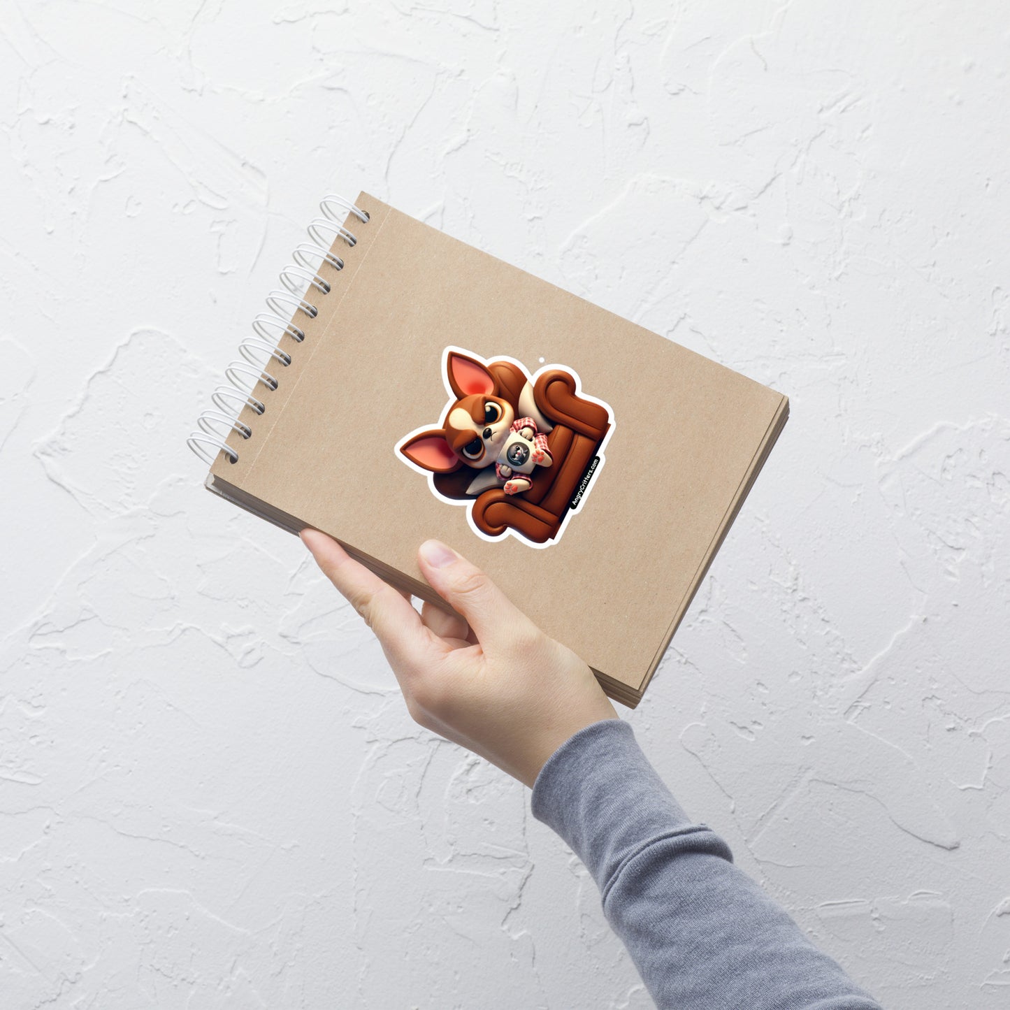 Angry Critters - Chihuahua Drinking Coffee Bubble-free stickers