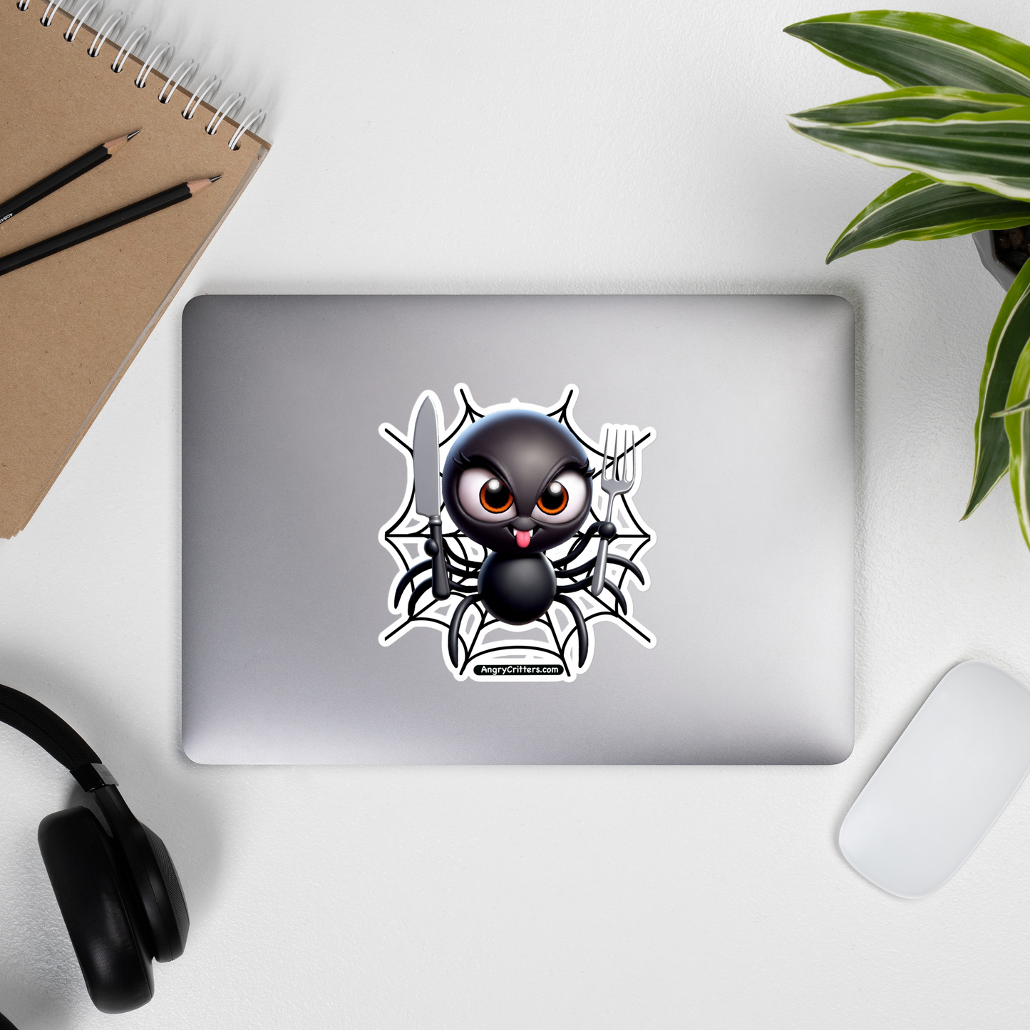 Angry Critters - Black Widow Spider, Bubble-free stickers