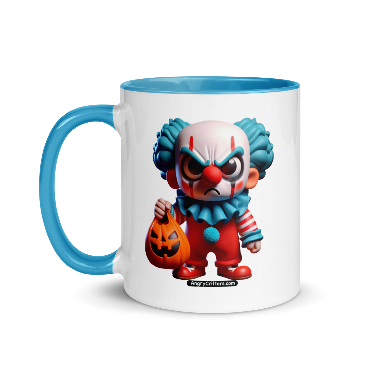 Angry Critters - Halloween Clown Blue, Mug with Color Inside