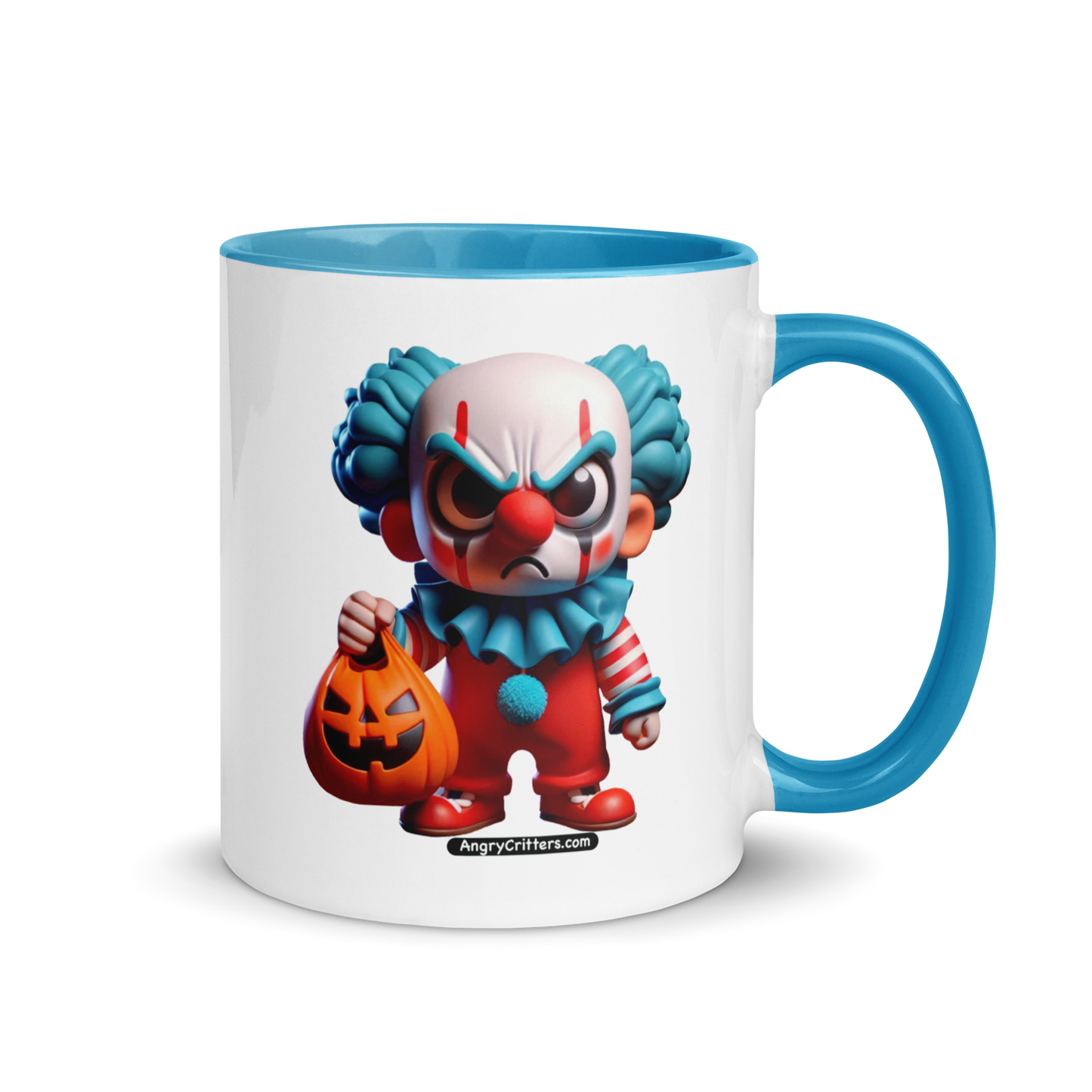 Angry Critters - Halloween Clown Blue, Mug with Color Inside