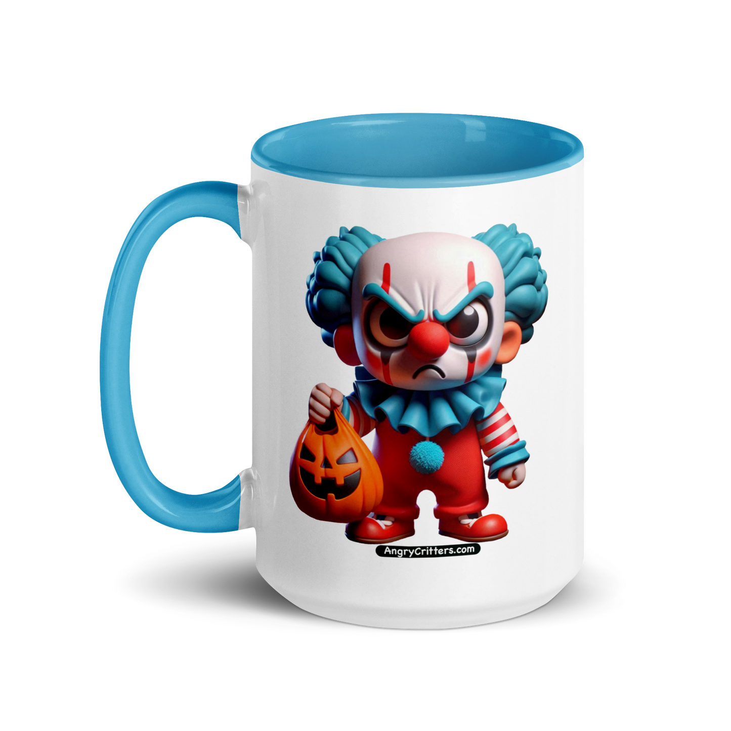 Angry Critters - Halloween Clown Blue, Mug with Color Inside