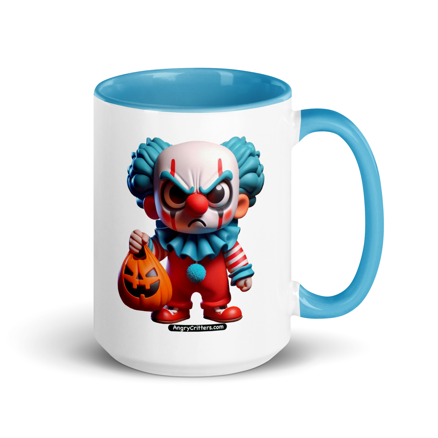 Angry Critters - Halloween Clown Blue, Mug with Color Inside