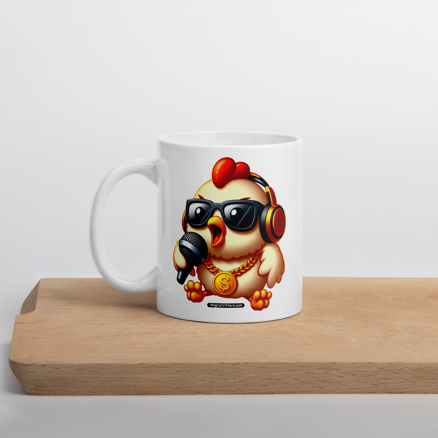 Angry Critters - Rap Chick White glossy mug