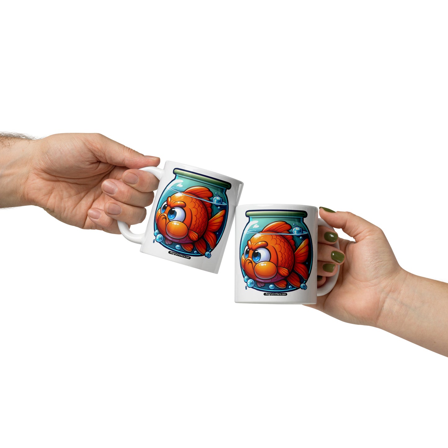 Angry Critters - Goldfish White glossy mug