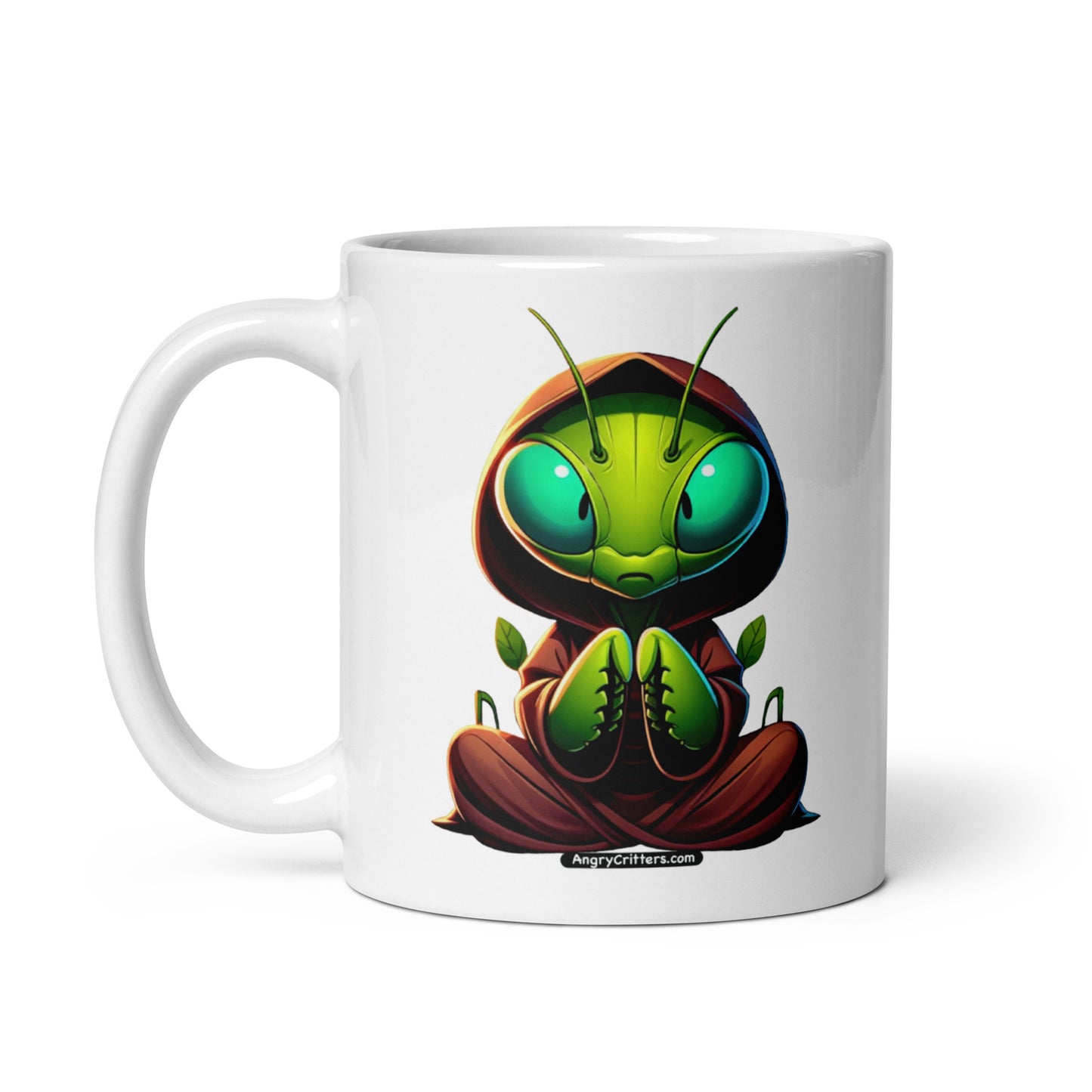Angry Critters - Praying Mantis Praying White glossy mug
