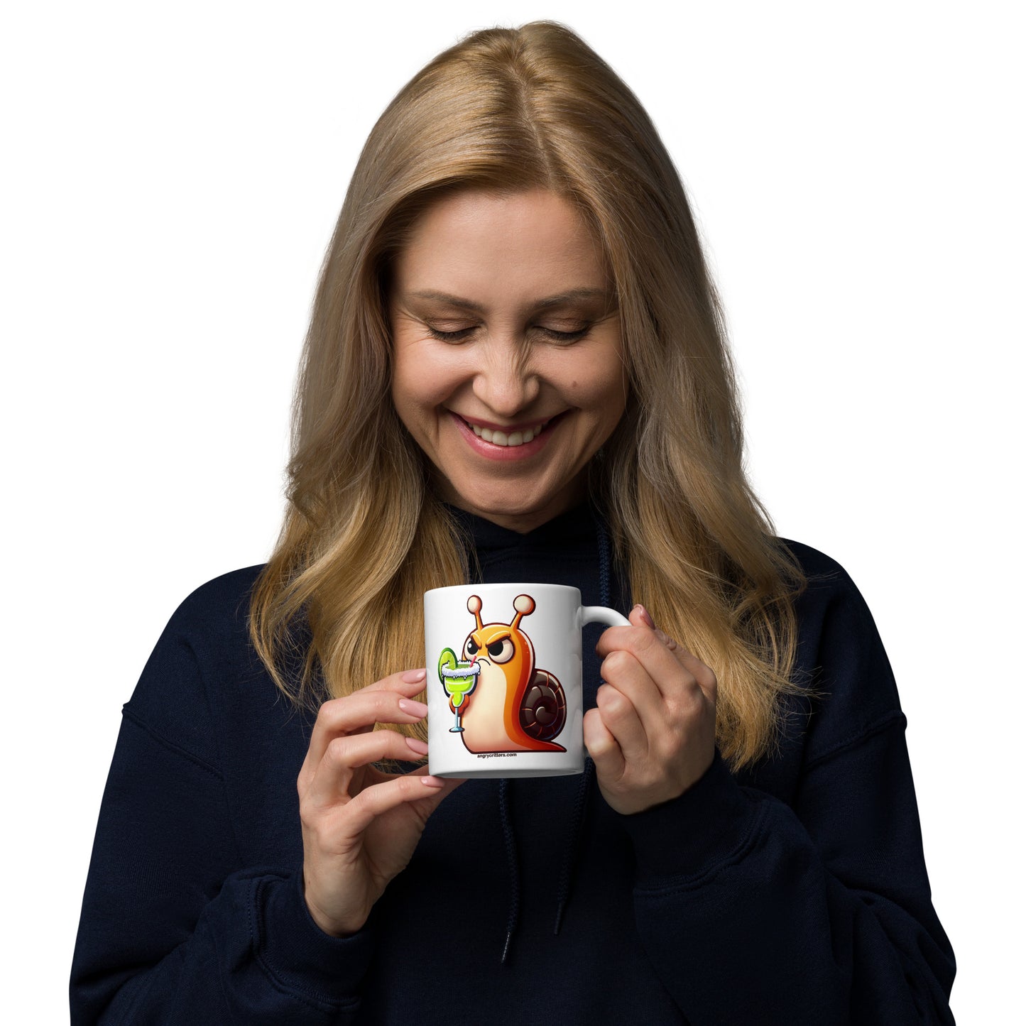 Angry Critters - Snail with Margarita White glossy mug