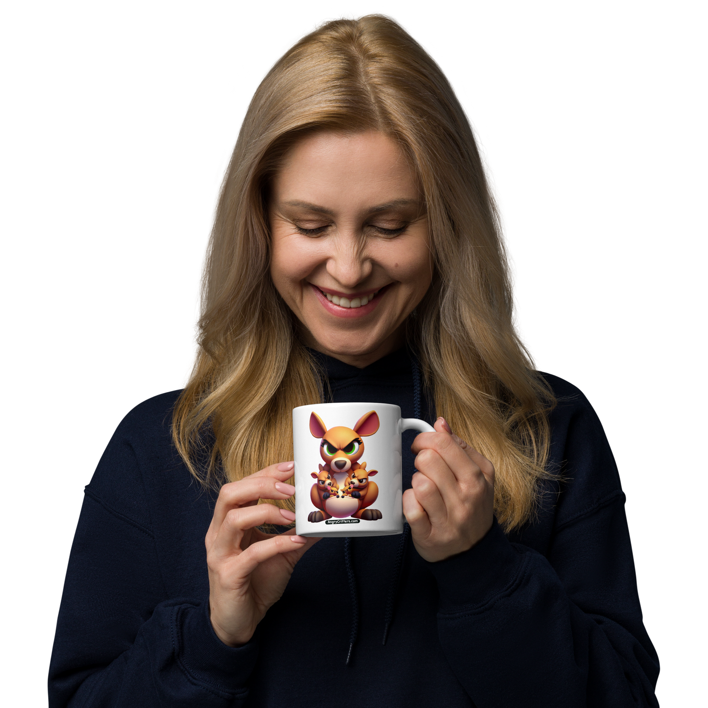 Angry Critters - Kangaroo Mom White glossy mug