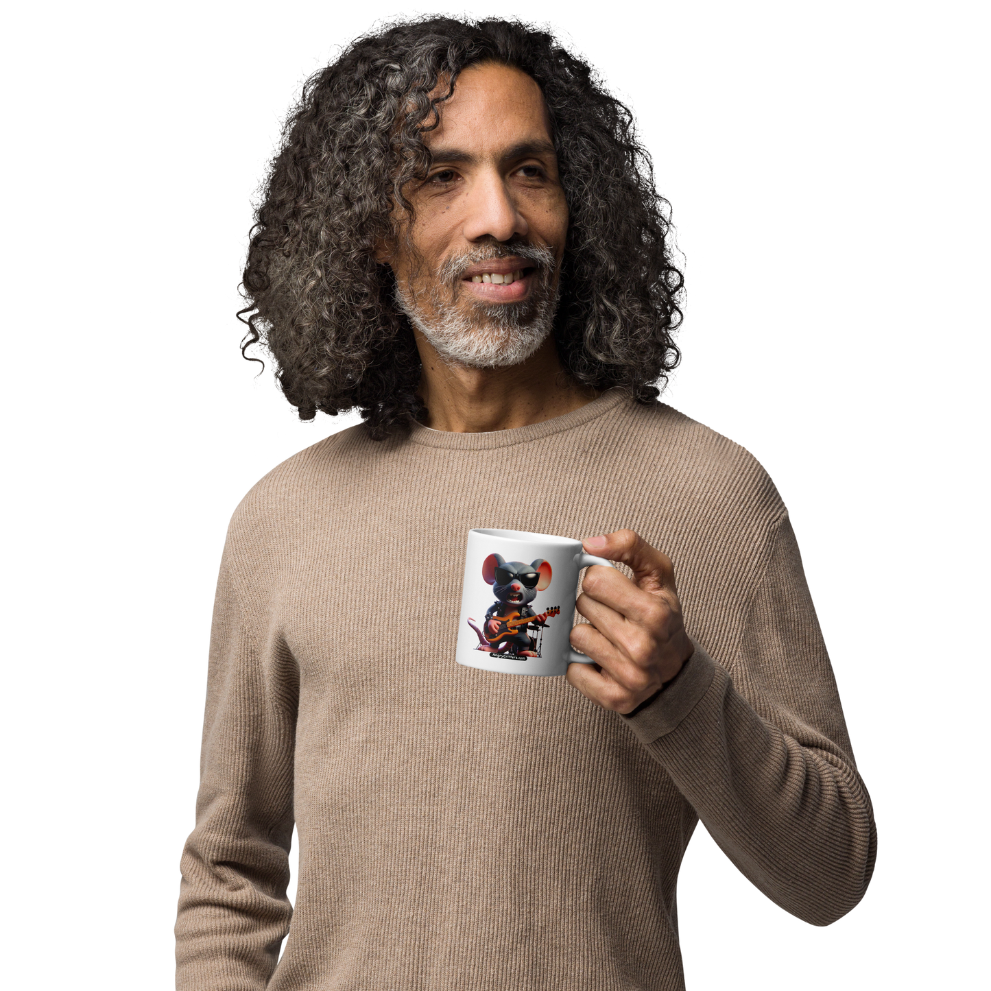 Angry Critters - Rock Rat White glossy mug