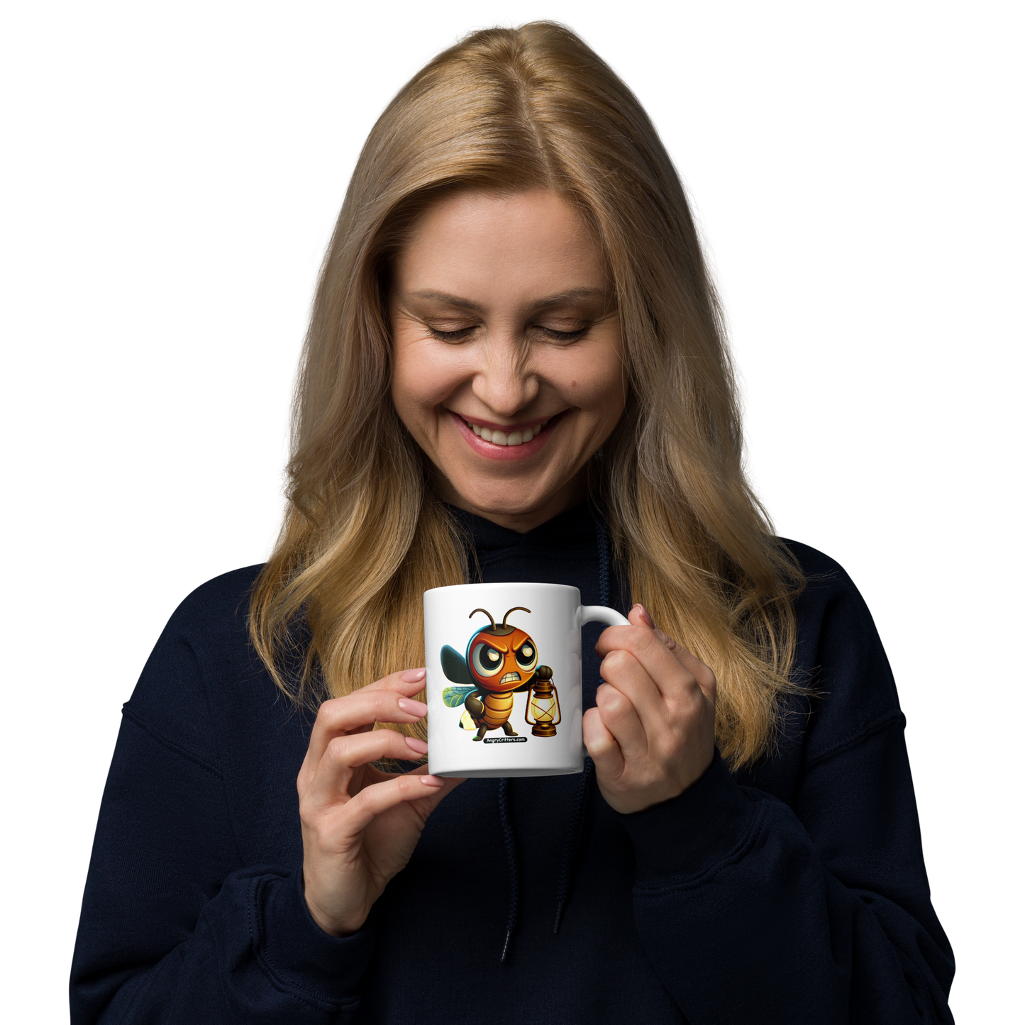Angry Critters - Firefly with Lamp, White glossy mug