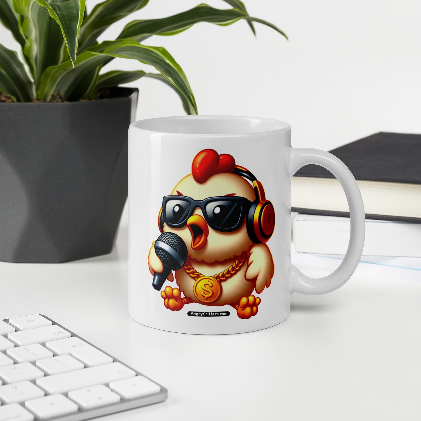 Angry Critters - Rap Chick White glossy mug